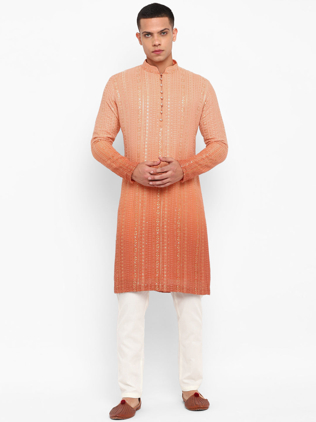 Ombre Dyed Chikankari Kurta Set