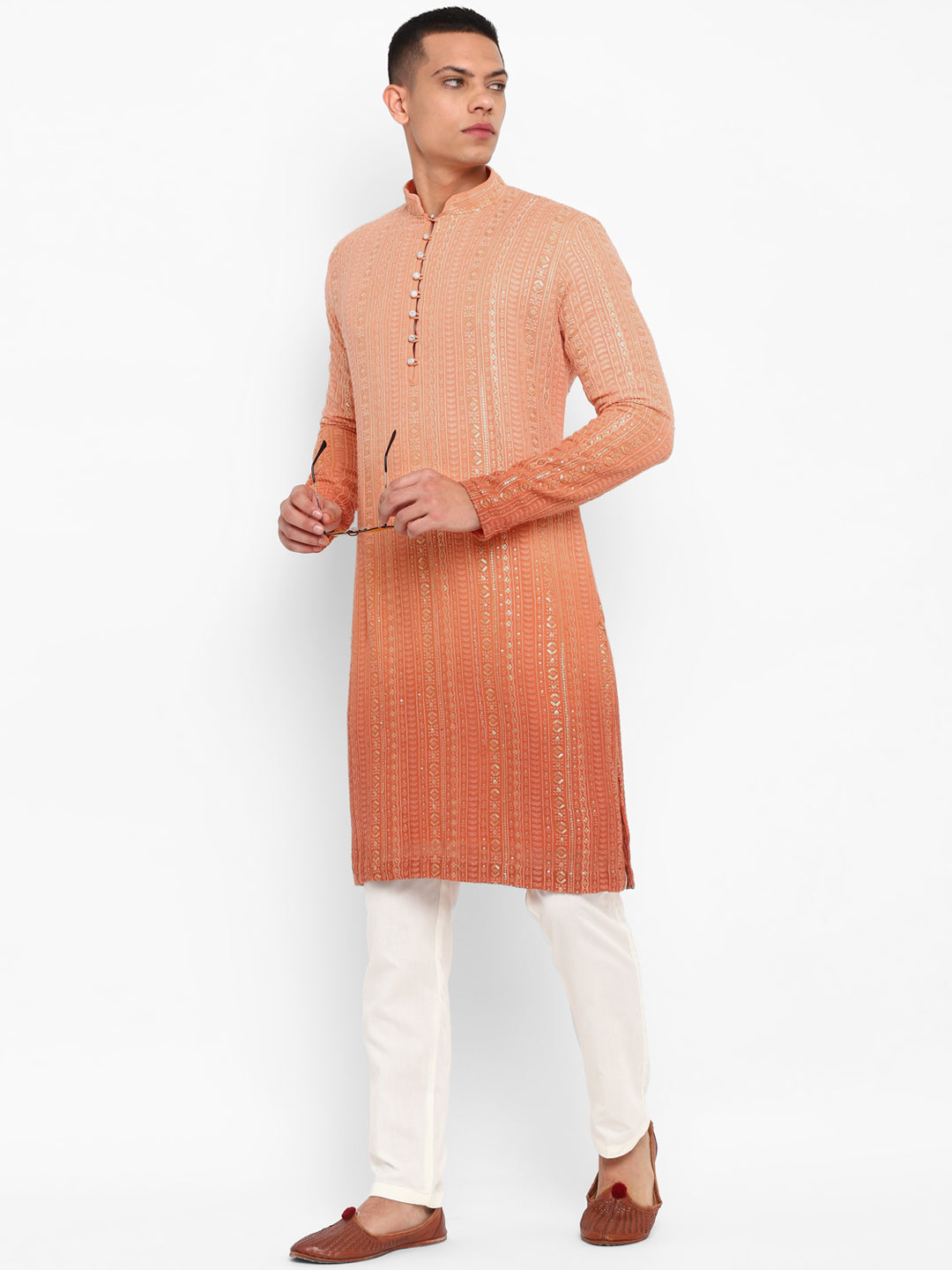 Ombre Dyed Chikankari Kurta Set