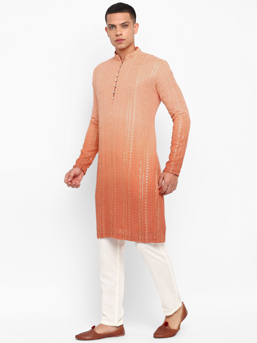 Ombre Dyed Chikankari Kurta Set