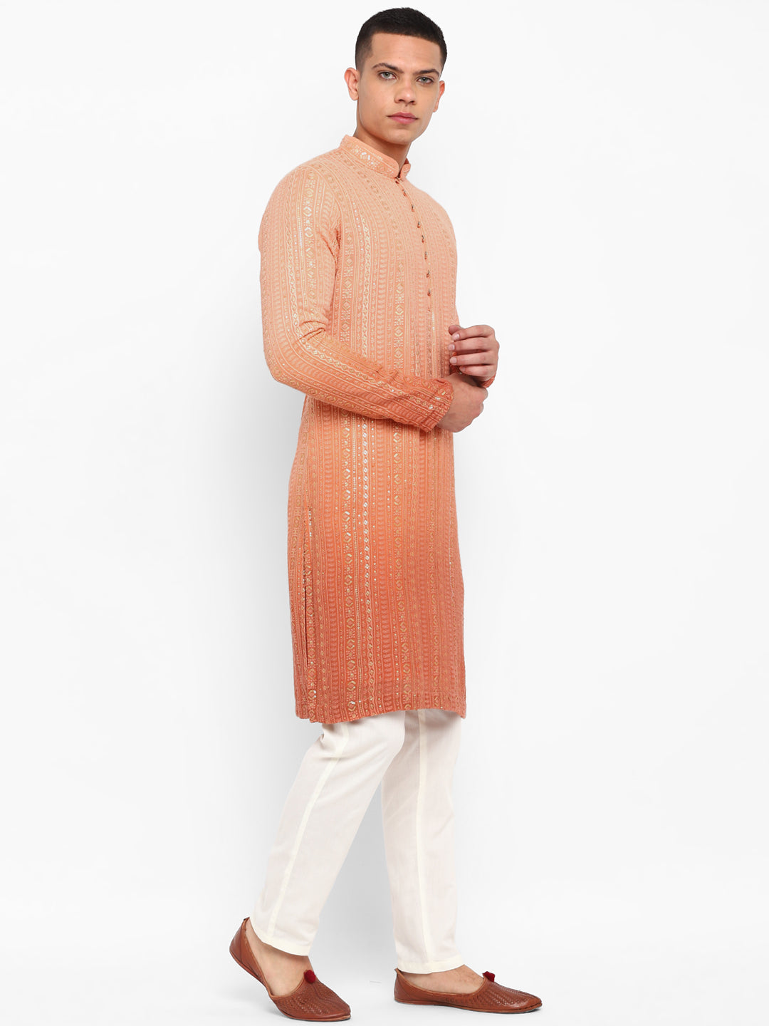 Ombre Dyed Chikankari Kurta Set