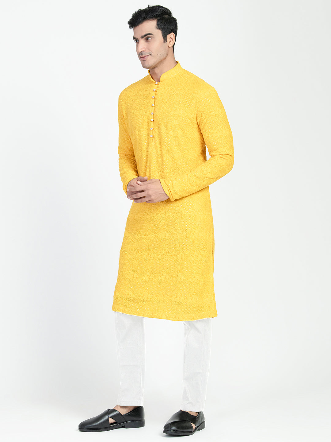 Lucknowi Sequins Worked Chikankari Kurta Set