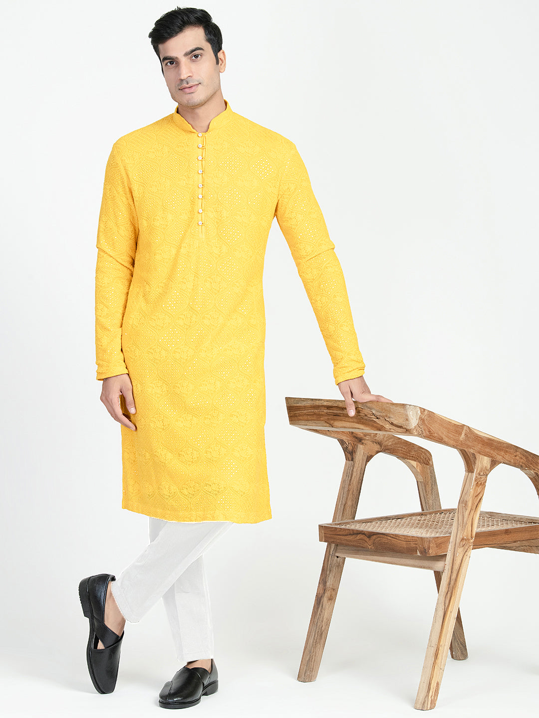 Lucknowi Sequins Worked Chikankari Kurta Set