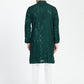 Mens Dark Green Sequins Work Kurta Set