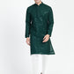 Mens Dark Green Sequins Work Kurta Set