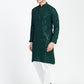 Mens Dark Green Sequins Work Kurta Set