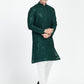 Mens Dark Green Sequins Work Kurta Set