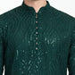 Mens Dark Green Sequins Work Kurta Set