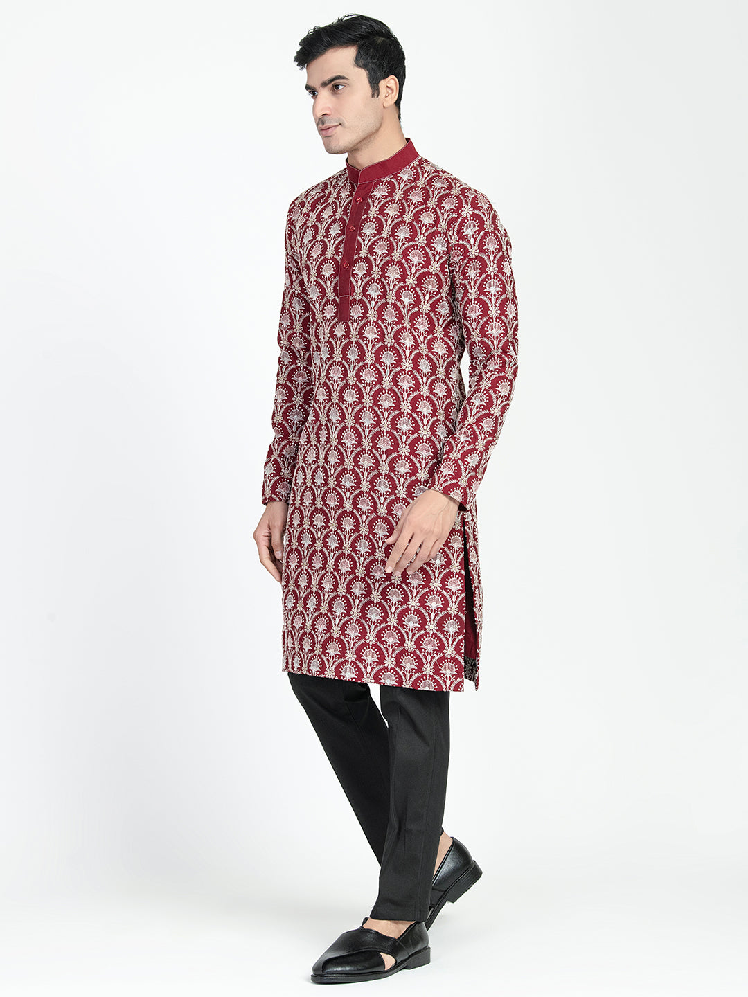 Formal Thread Embroidery Multicolored Kurta Set