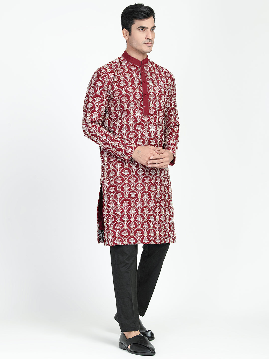 Formal Thread Embroidery Multicolored Kurta Set