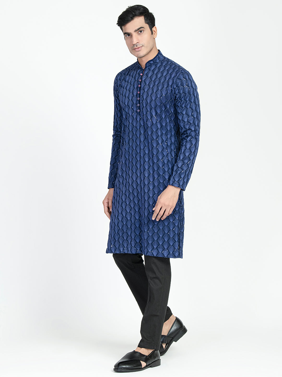 Mens Crown Designed Sequins Work Kurta Set