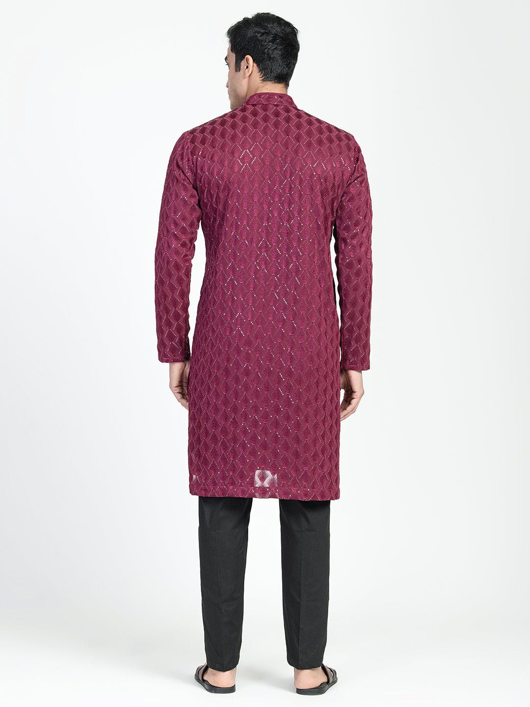 Mens Crown Designed Sequins Work Kurta Set