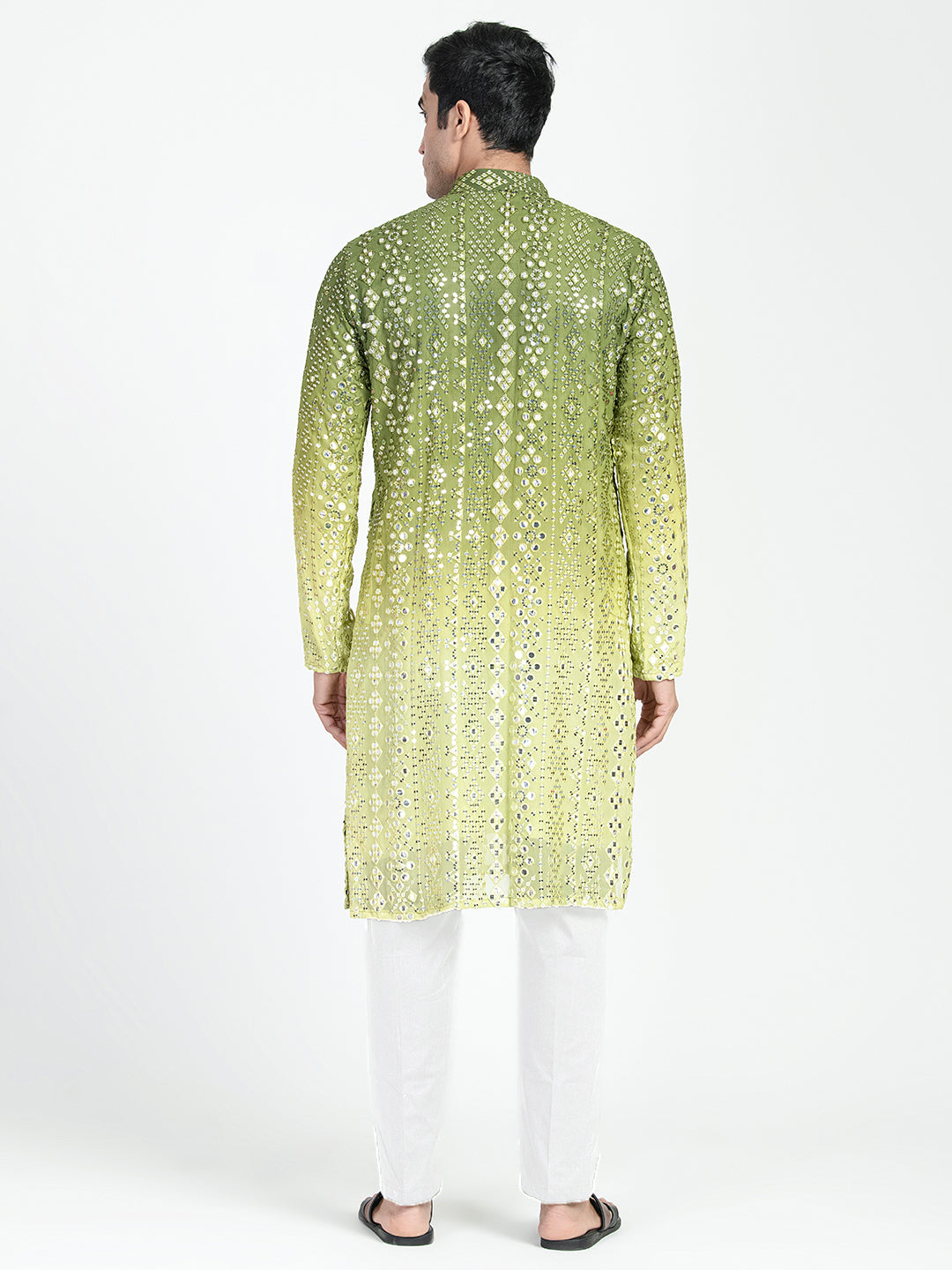 Ombre Effect Mirrorwork Kurta Set