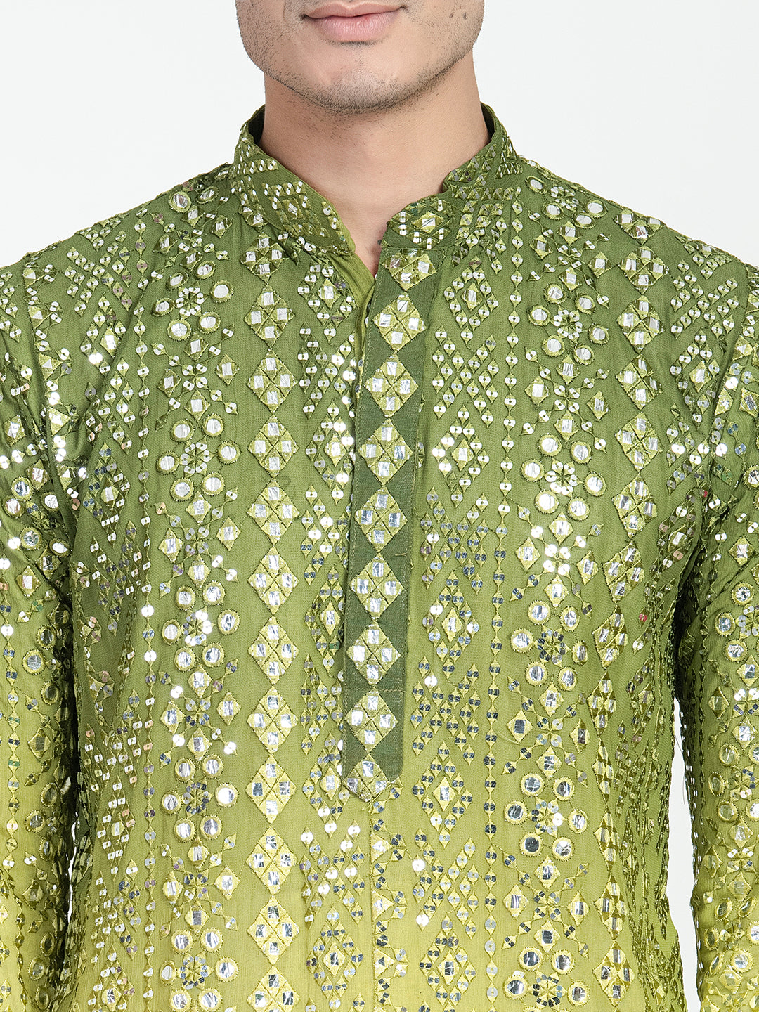 Ombre Effect Mirrorwork Kurta Set