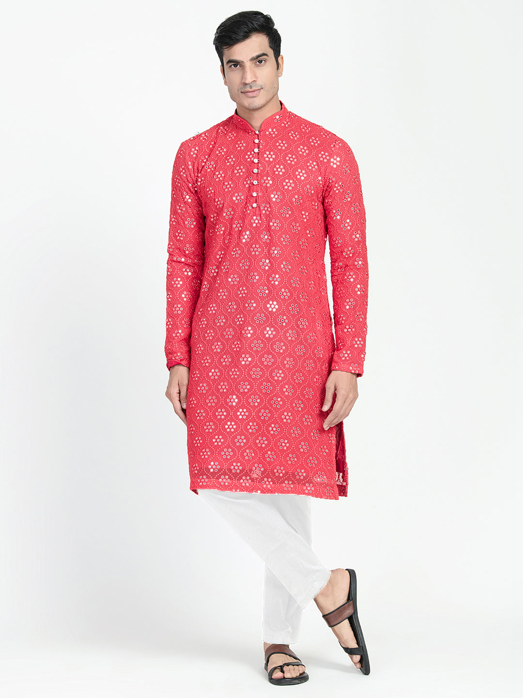 Classic Mirror Embroidery Kurta Set