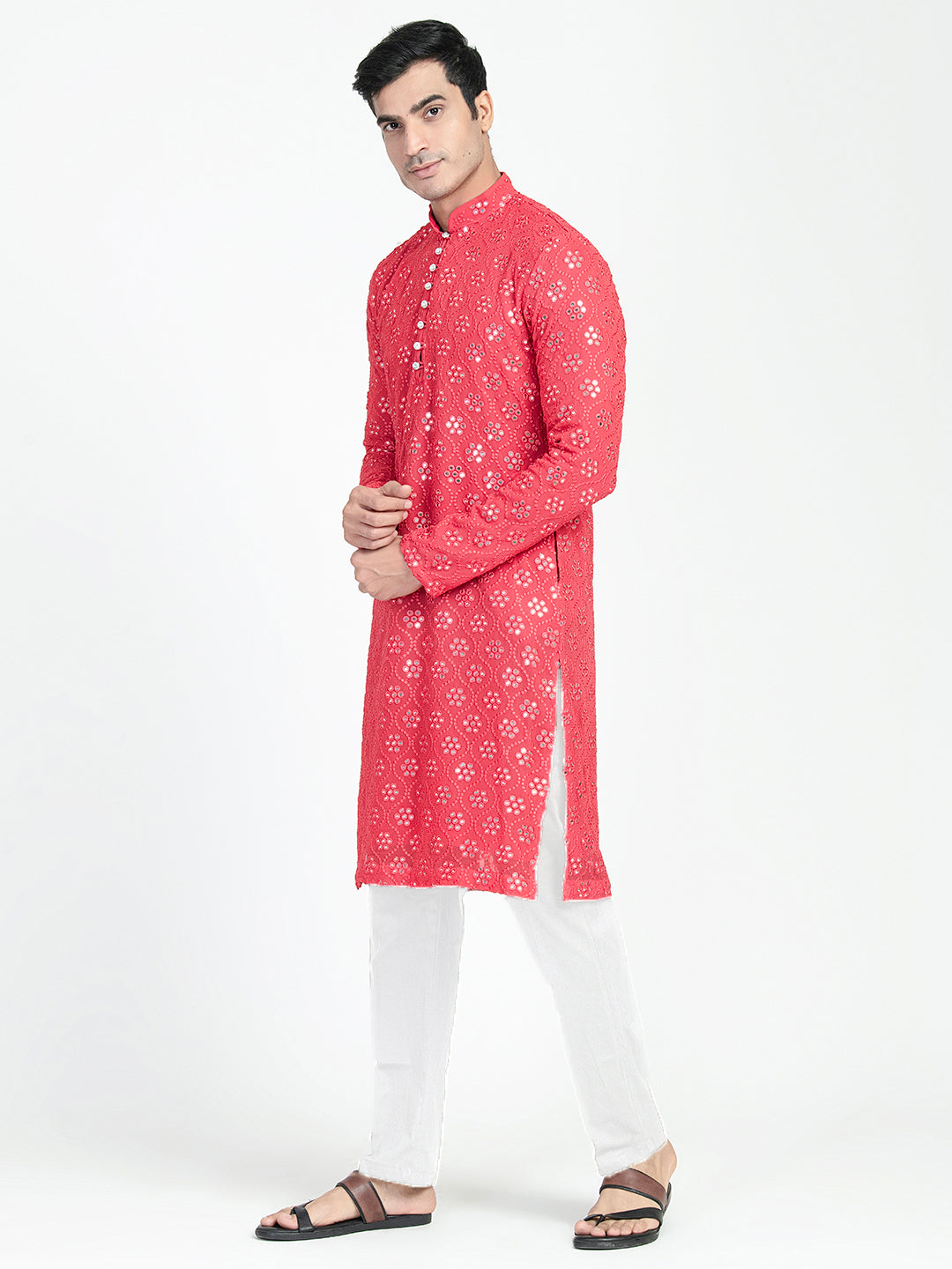 Classic Mirror Embroidery Kurta Set