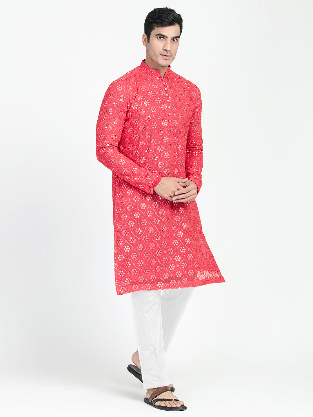 Classic Mirror Embroidery Kurta Set