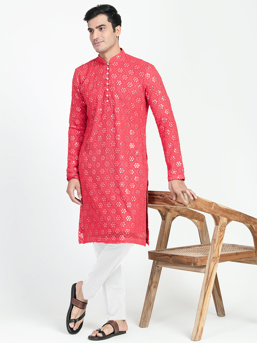 Classic Mirror Embroidery Kurta Set