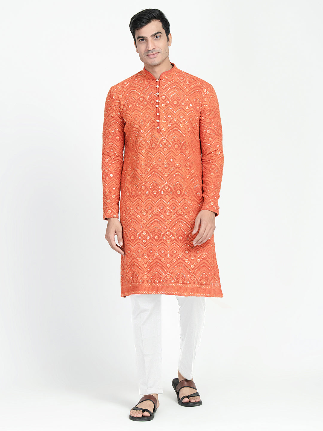 Lucknowi Sequins Worked Chikankari Kurta Set