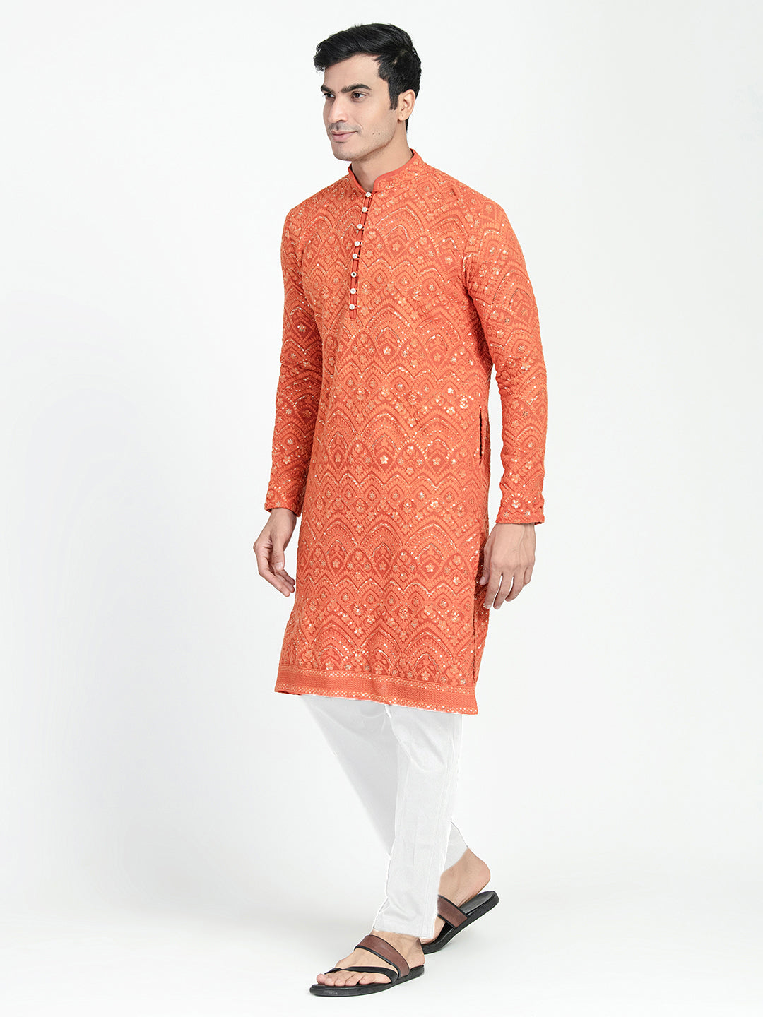 Lucknowi Sequins Worked Chikankari Kurta Set