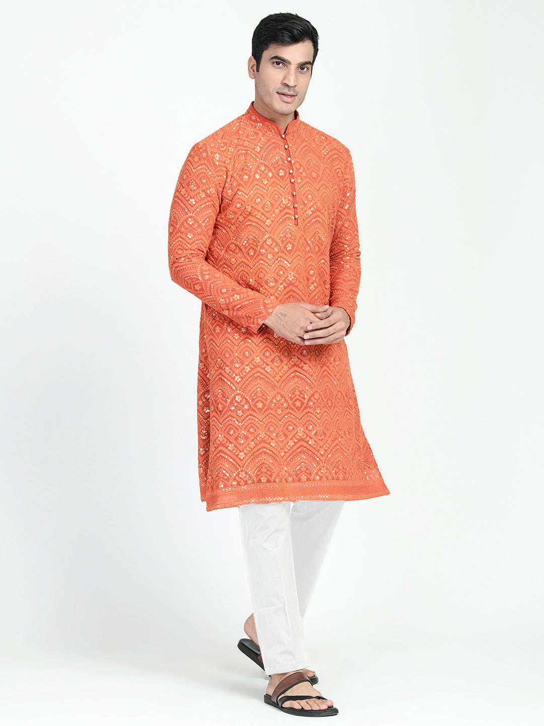 Lucknowi Sequins Worked Chikankari Kurta Set