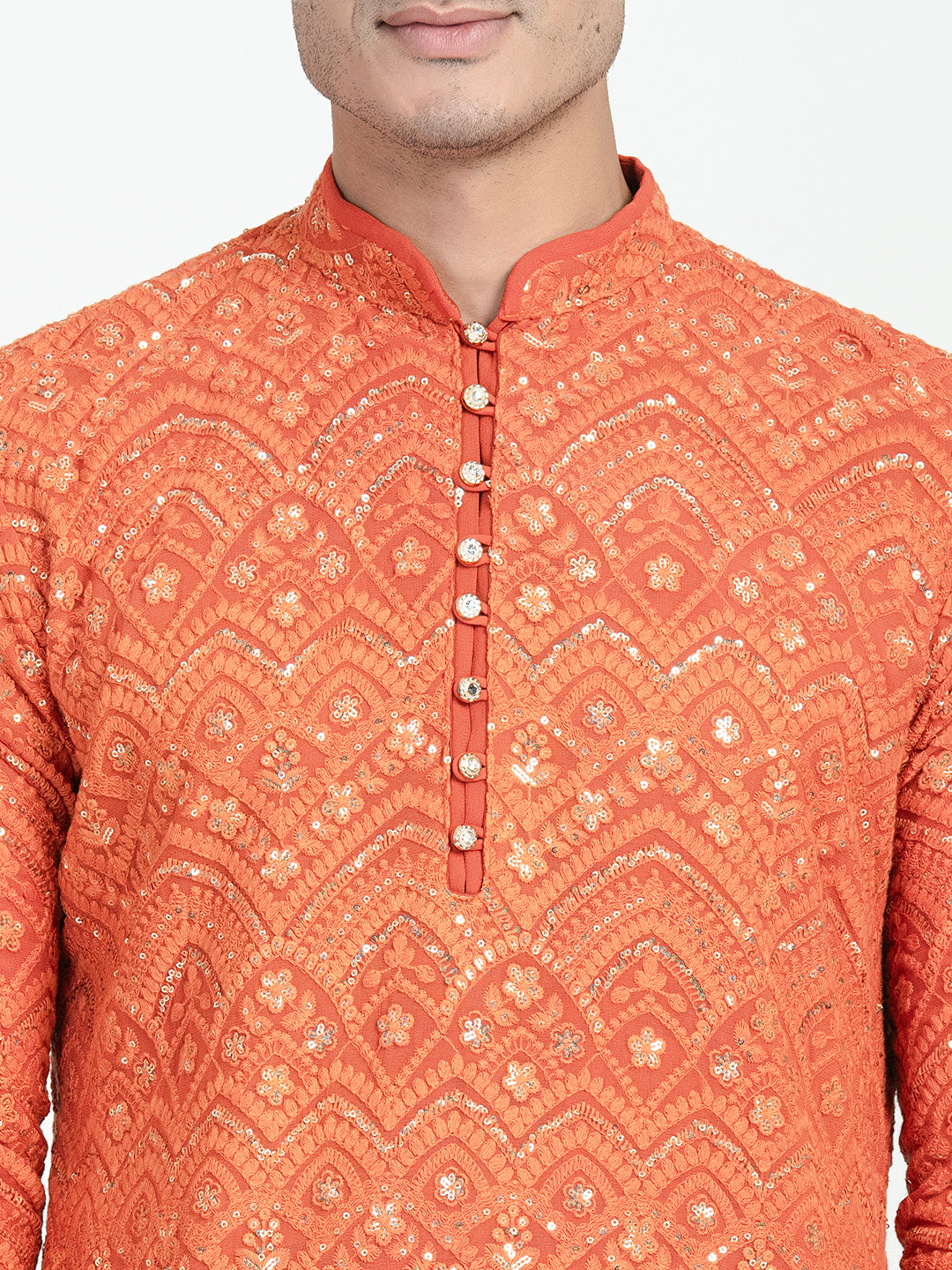 Lucknowi Sequins Worked Chikankari Kurta Set