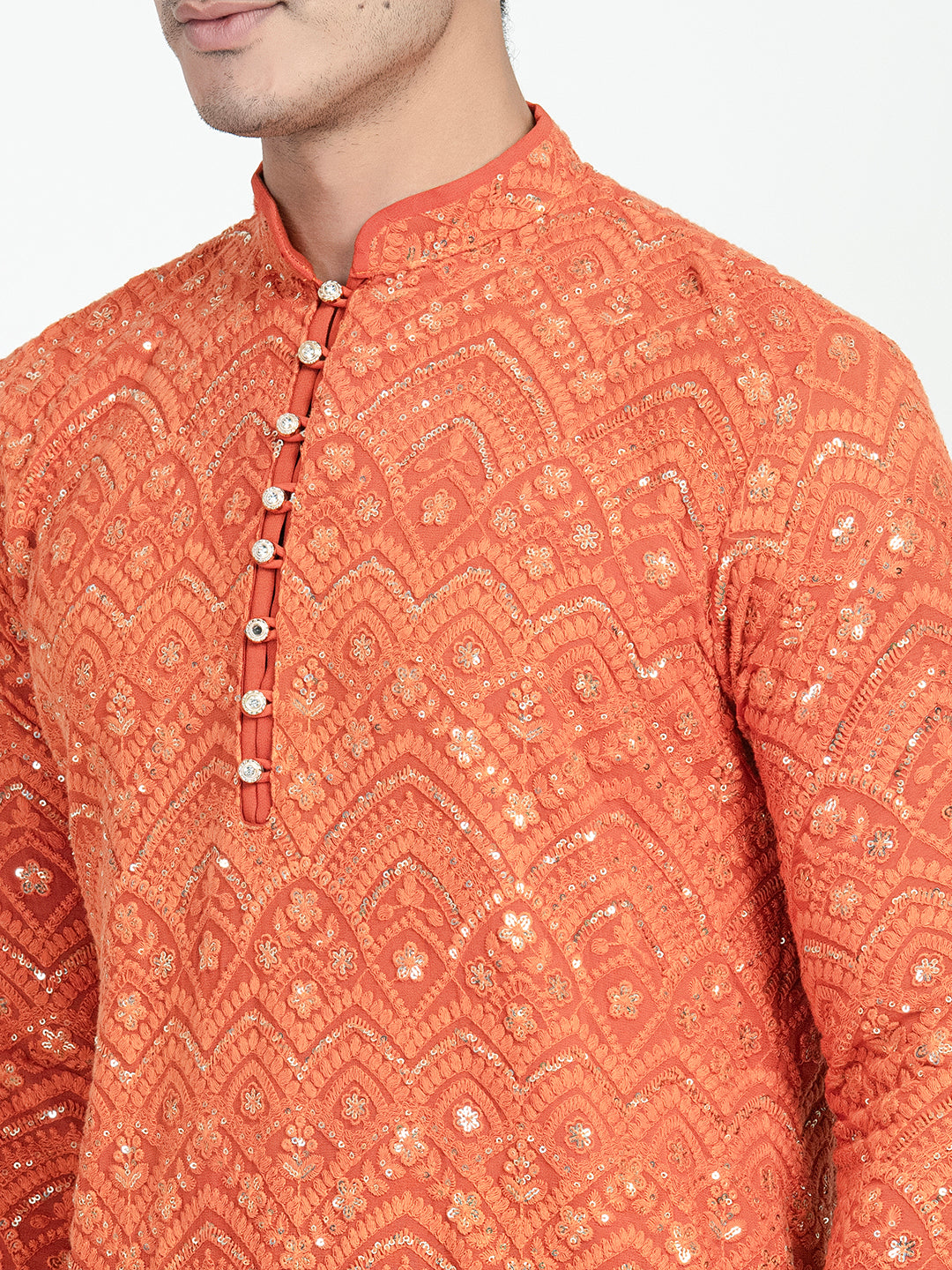 Lucknowi Sequins Worked Chikankari Kurta Set