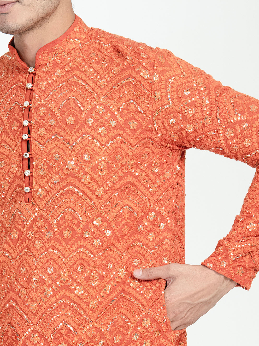 Lucknowi Sequins Worked Chikankari Kurta Set