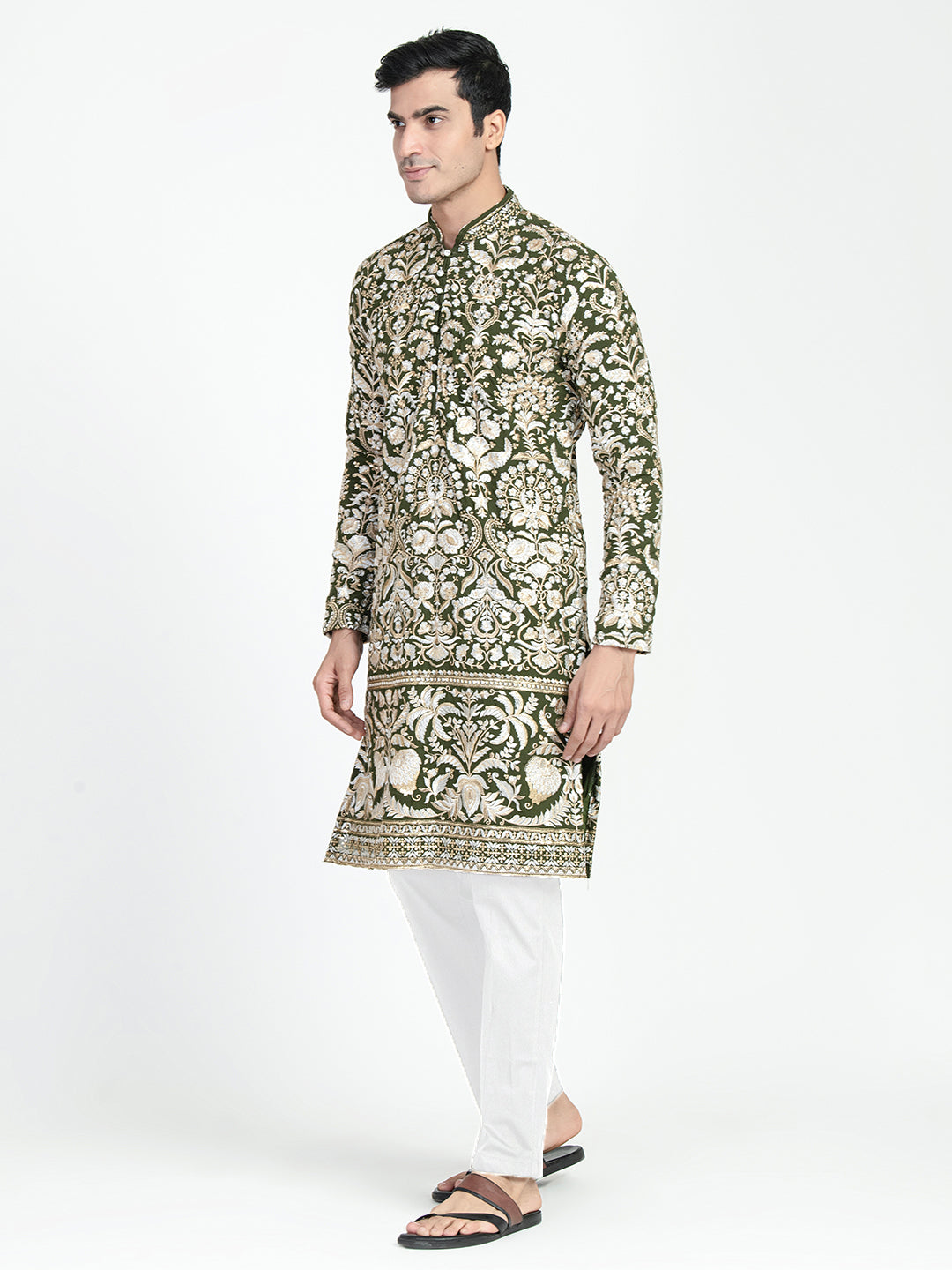 Mens Zari Embroidery Kurta Set