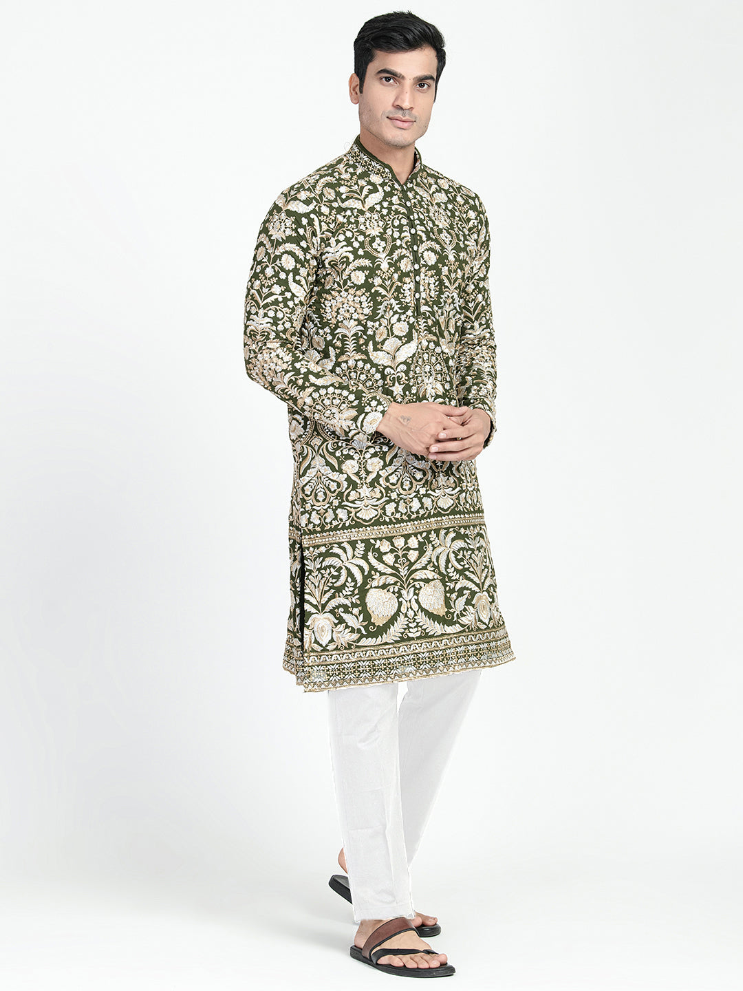 Mens Zari Embroidery Kurta Set