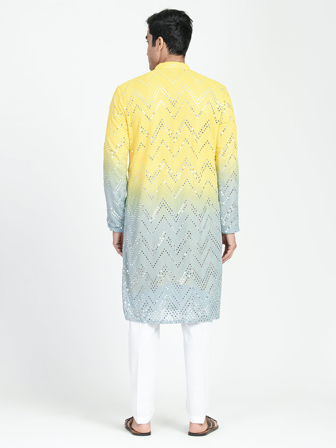 Ombre Effect Mirrorwork Kurta Set