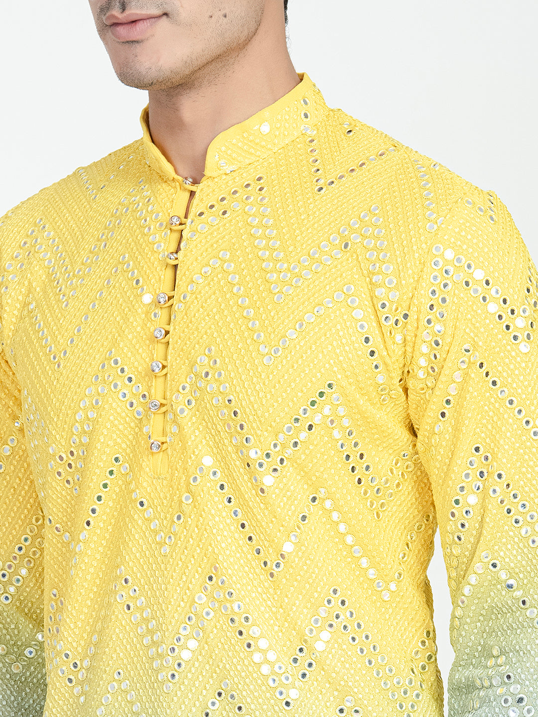 Ombre Effect Mirrorwork Kurta Set