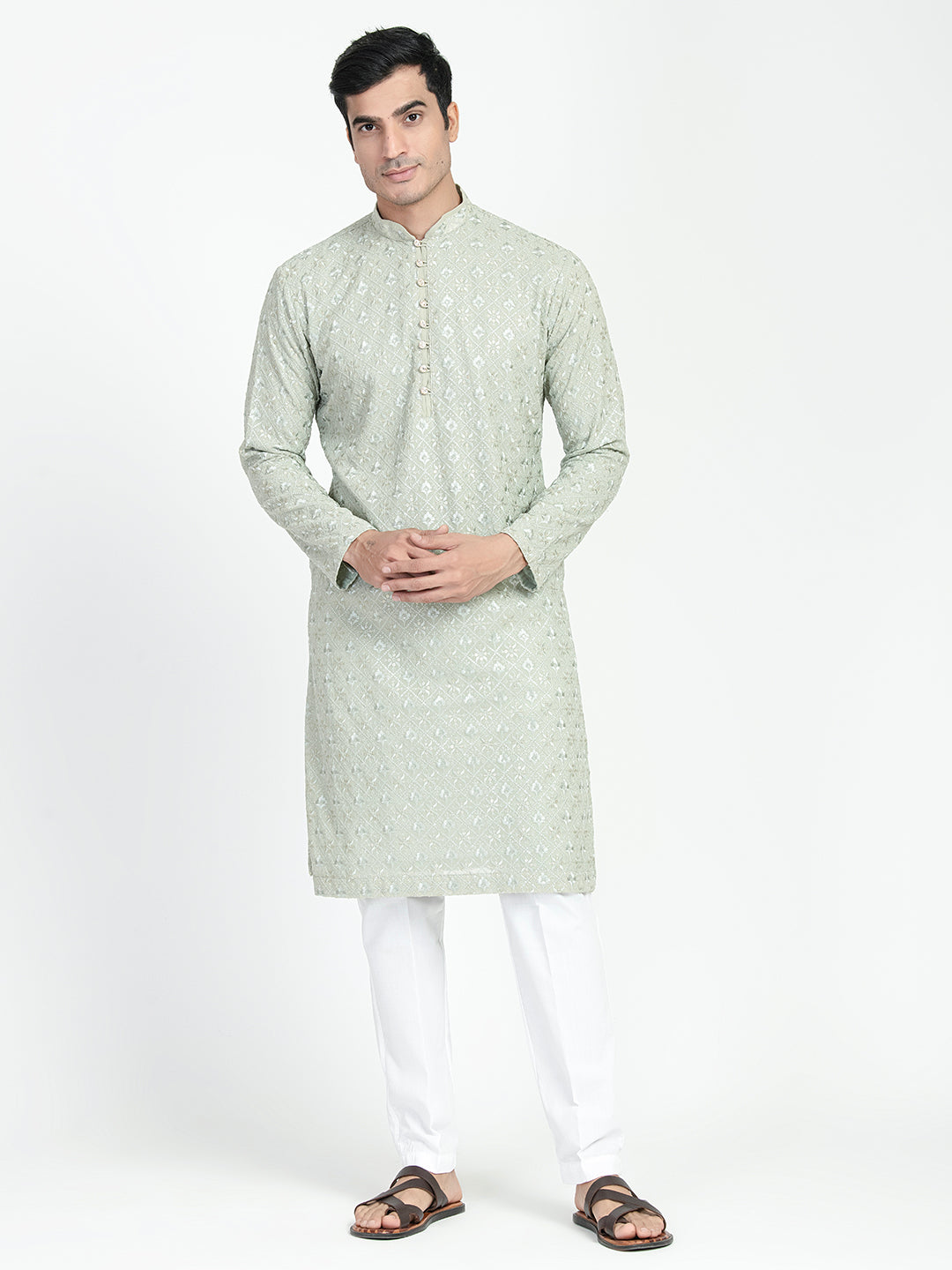 Floral Chikankari Embroidery Kurta Set