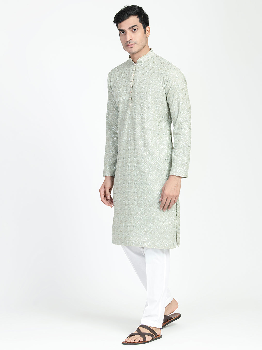 Floral Chikankari Embroidery Kurta Set