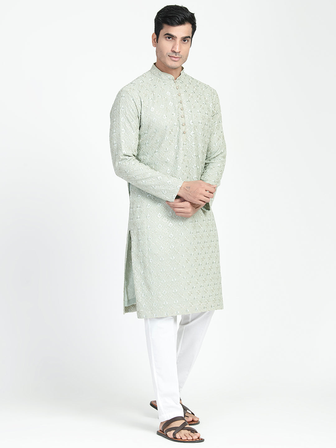 Floral Chikankari Embroidery Kurta Set