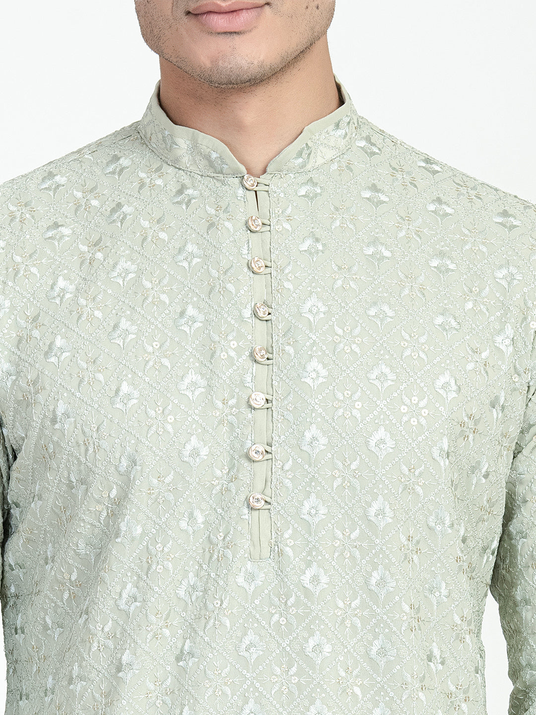 Floral Chikankari Embroidery Kurta Set