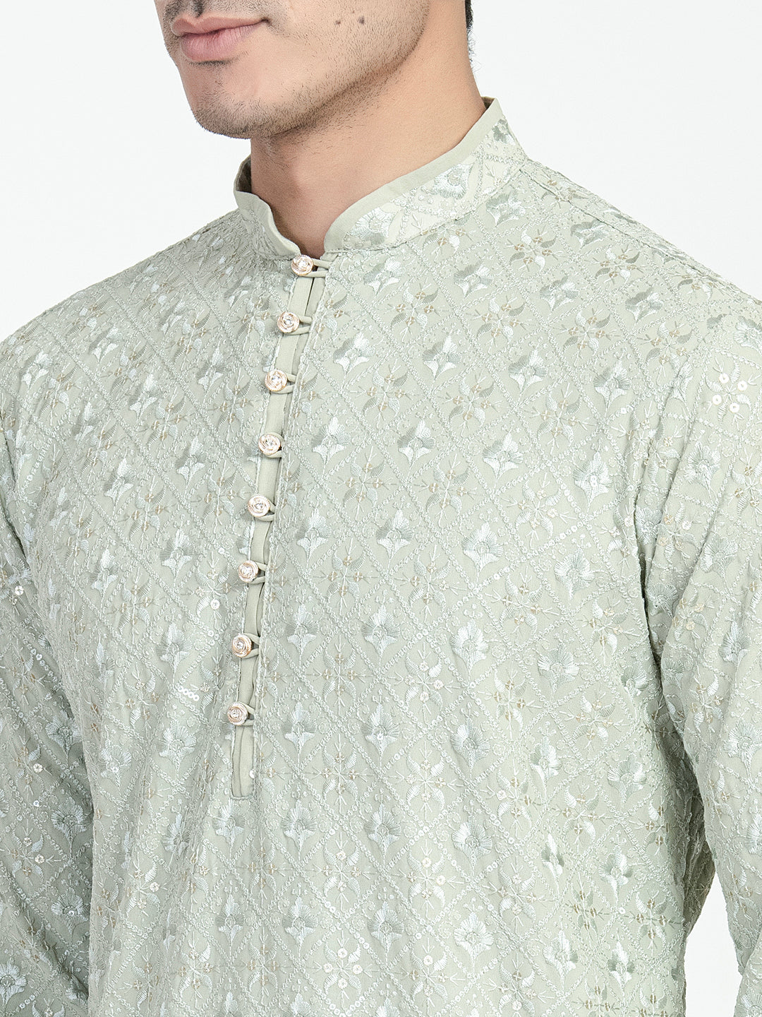 Floral Chikankari Embroidery Kurta Set