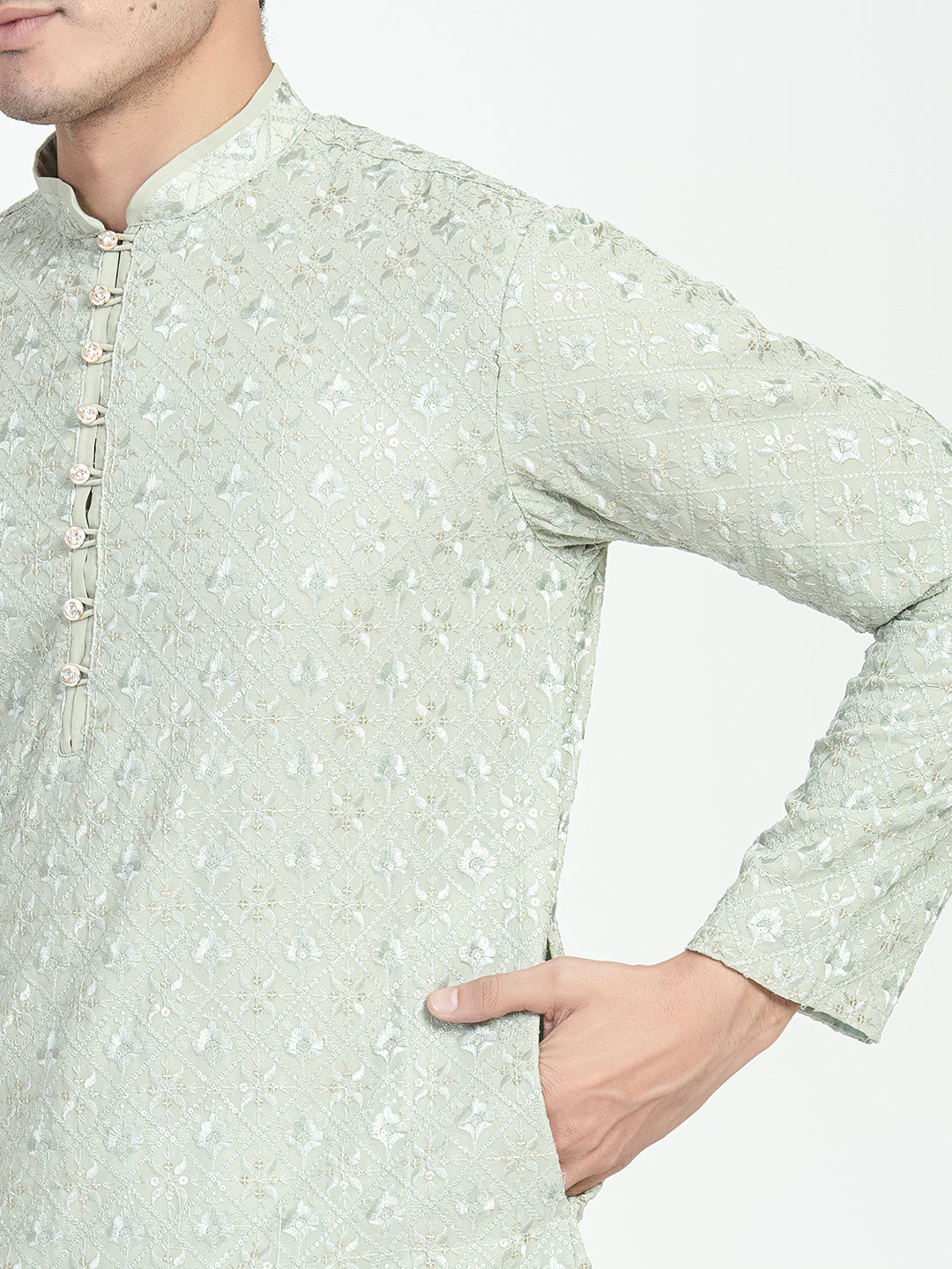 Floral Chikankari Embroidery Kurta Set