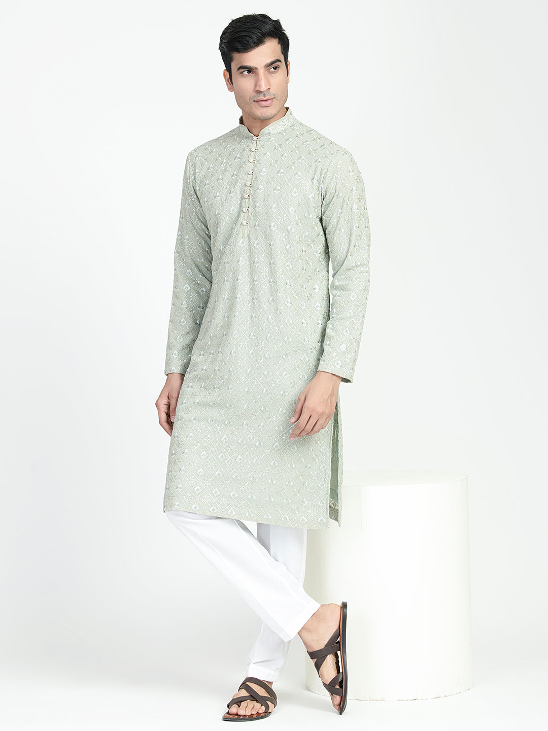 Floral Chikankari Embroidery Kurta Set