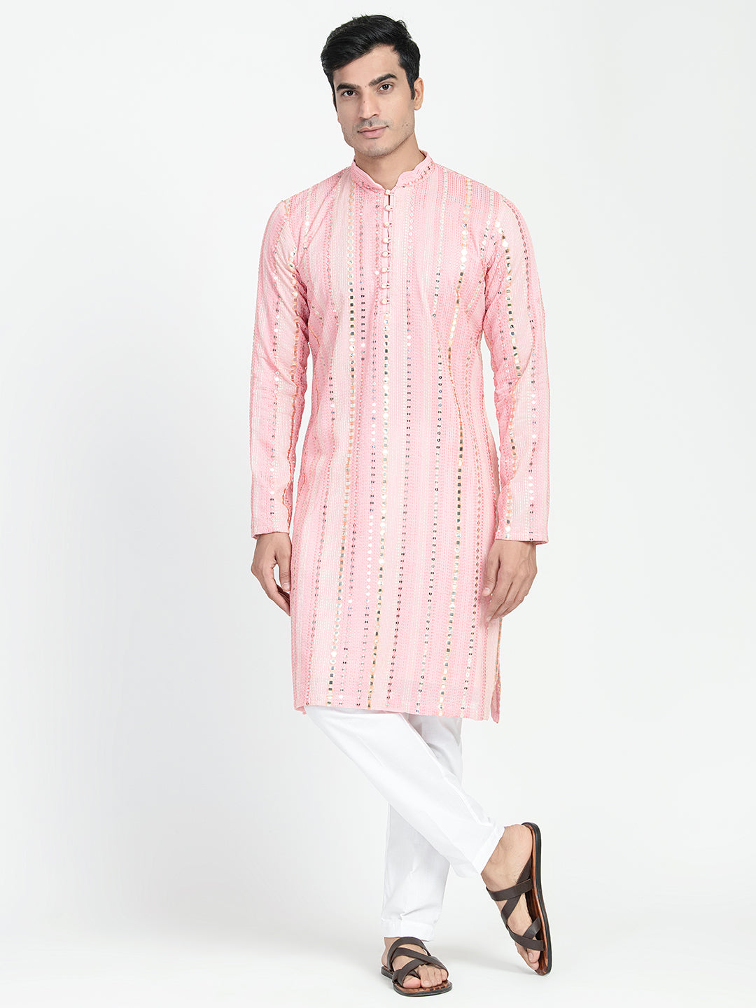 Panel Embroidery Multicolored Kurta Set