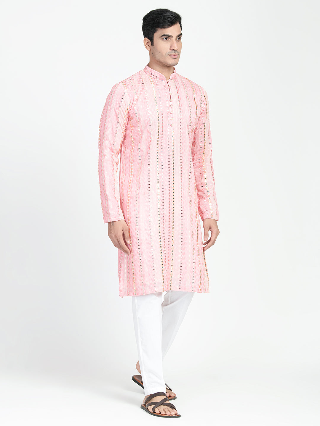 Panel Embroidery Multicolored Kurta Set