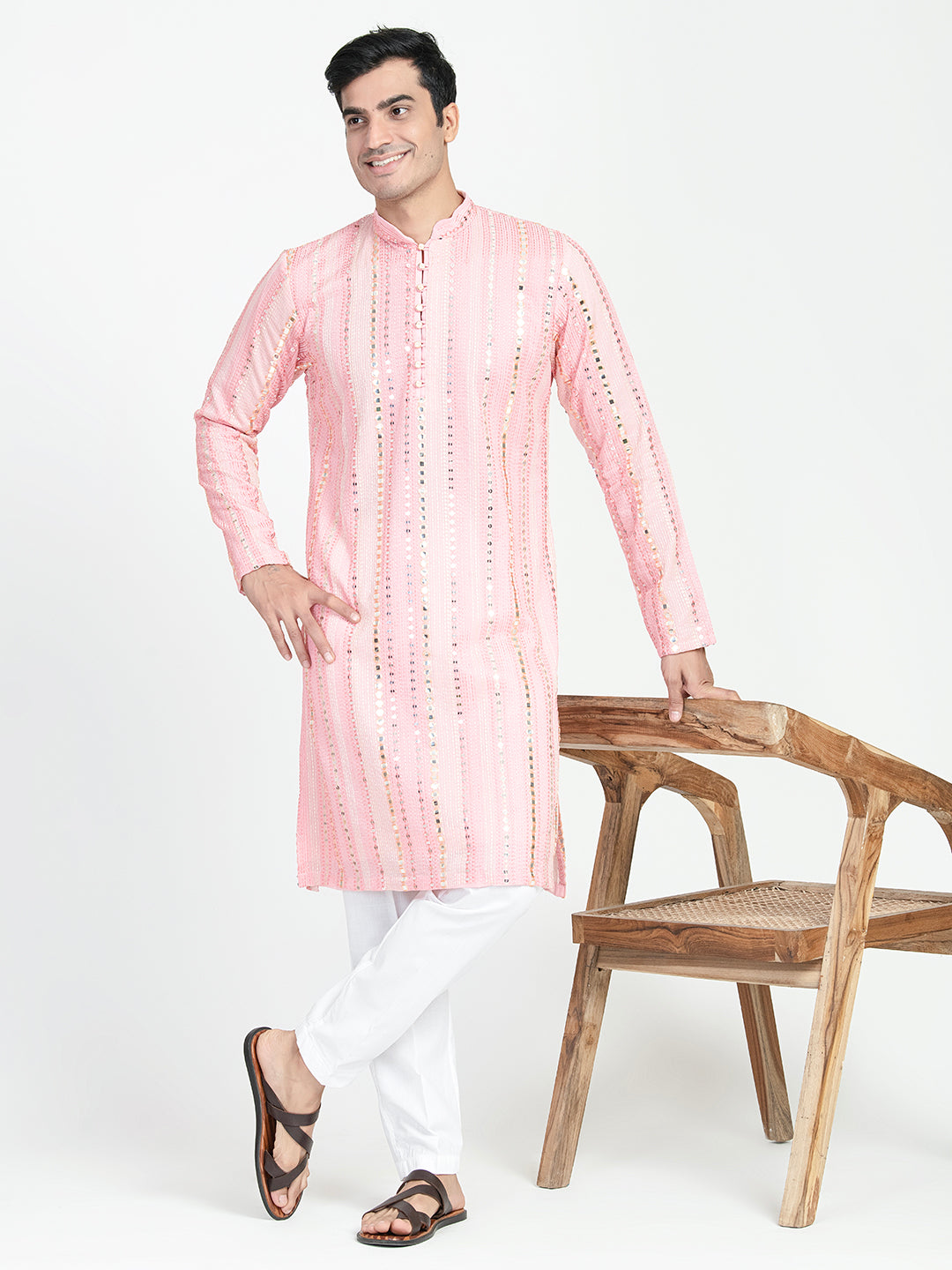 Panel Embroidery Multicolored Kurta Set