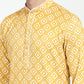 White And Yellow Threadwork Kurta Set