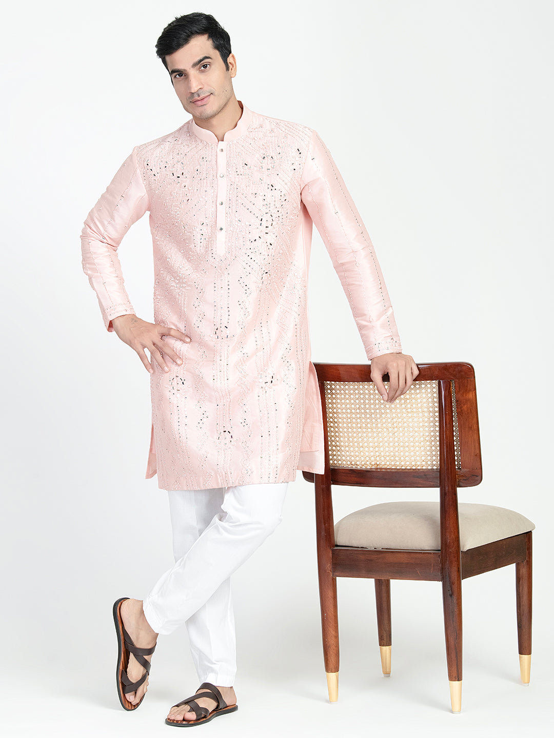 Real Glass Intricate Threadwork Kurta Set