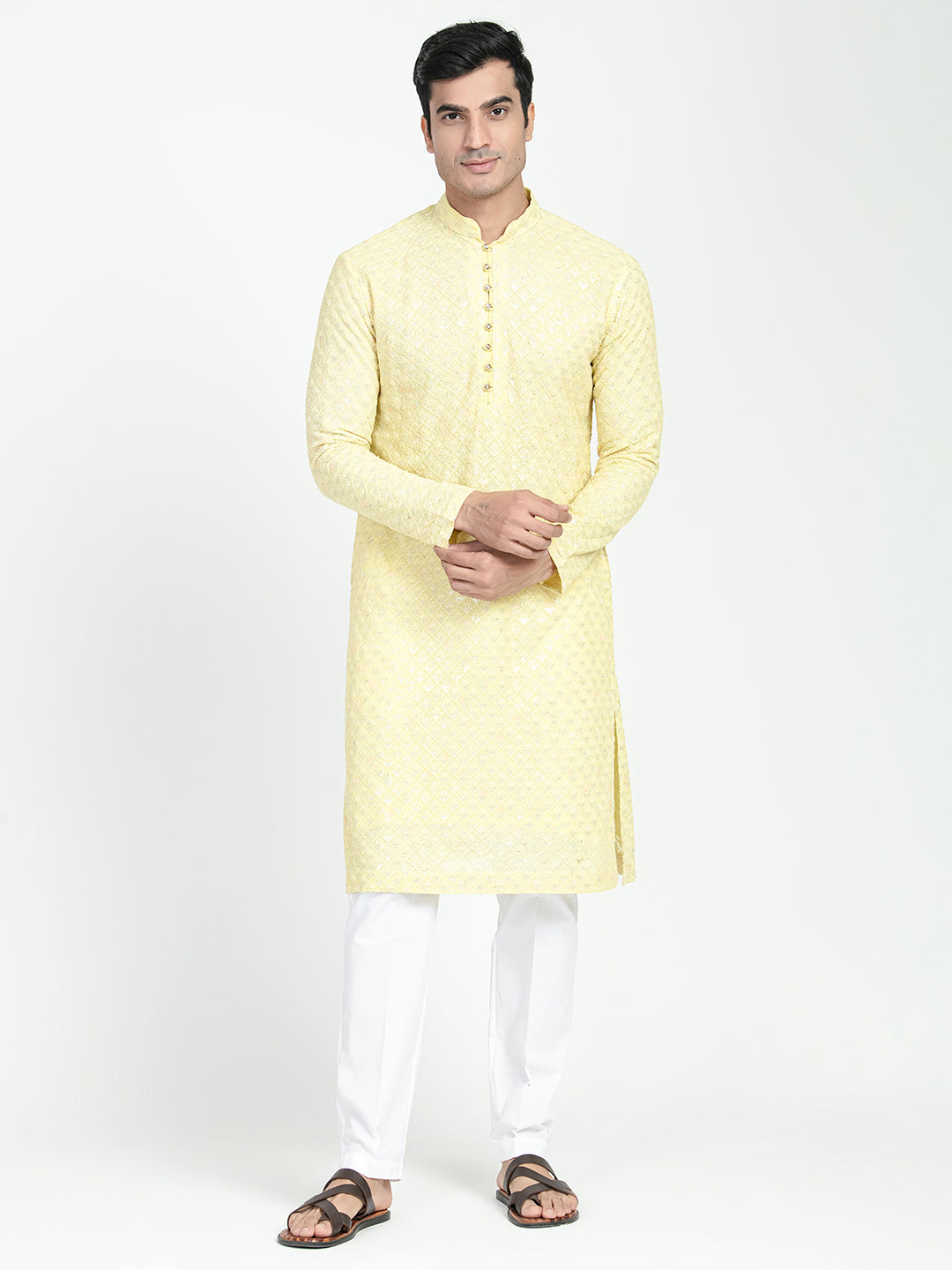 Floral Motif Work Multicolored Kurta Set