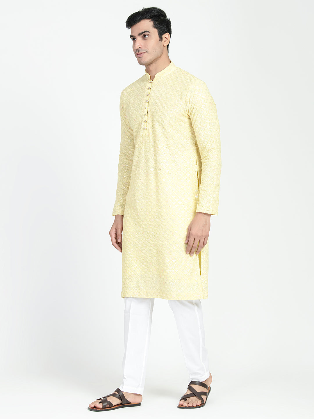 Floral Motif Work Multicolored Kurta Set