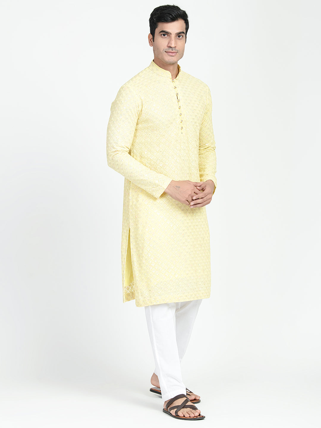 Floral Motif Work Multicolored Kurta Set