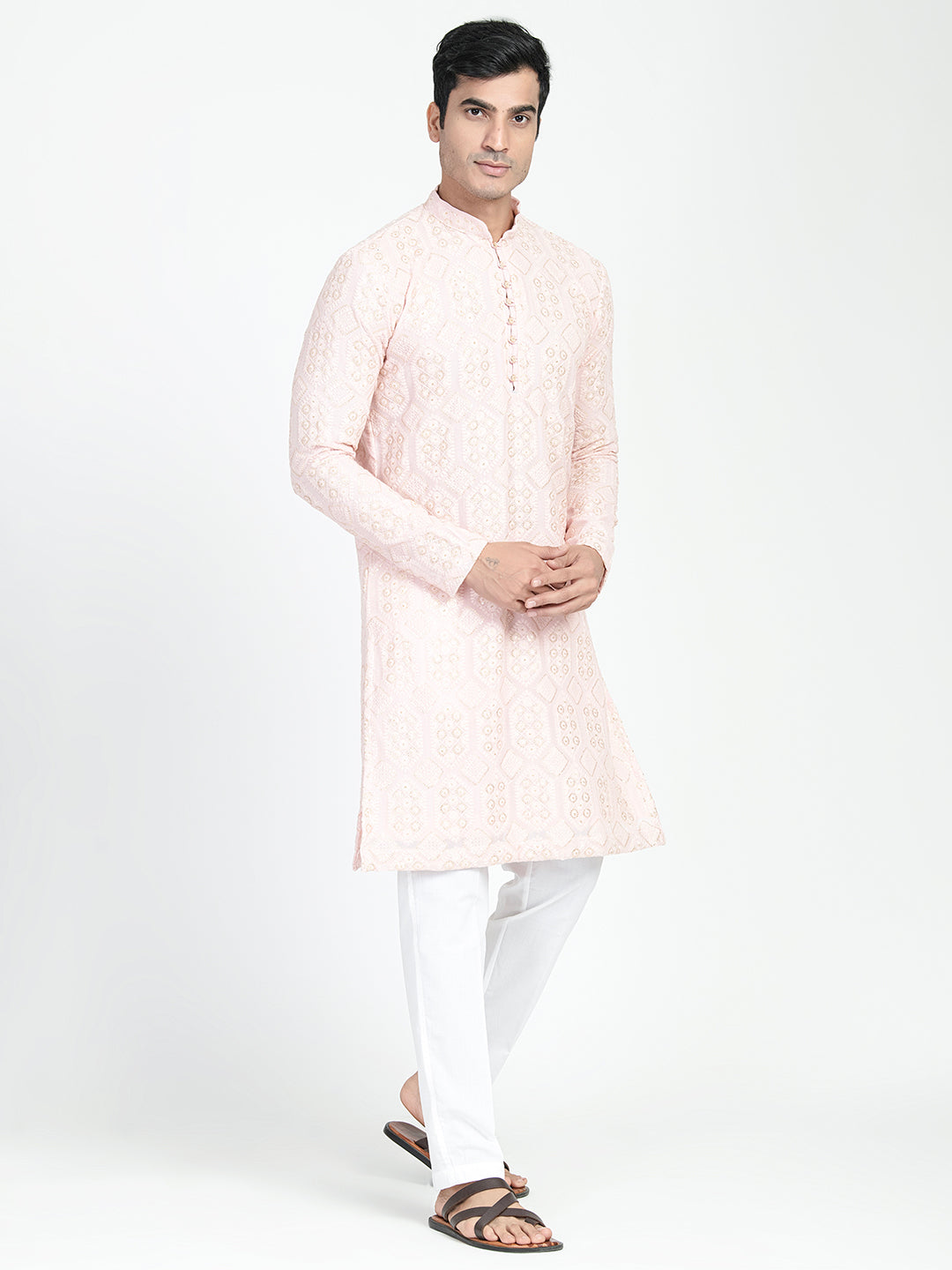 Lucknowi Sequins Worked Chikankari Kurta Set