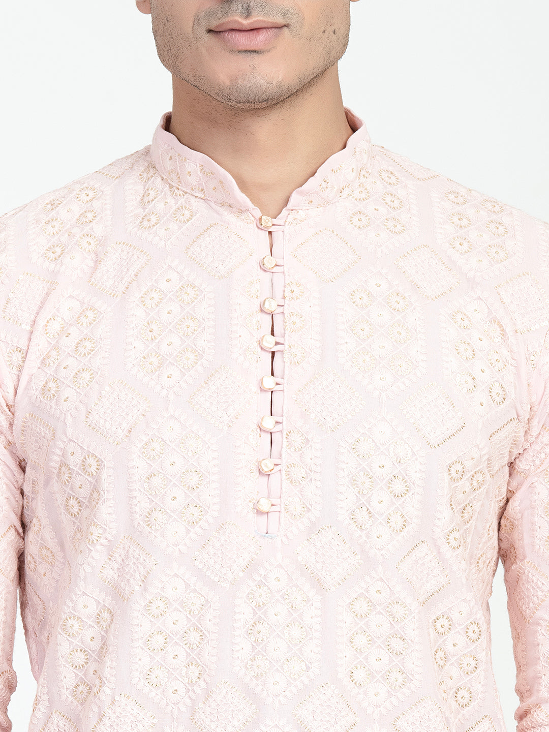 Lucknowi Sequins Worked Chikankari Kurta Set