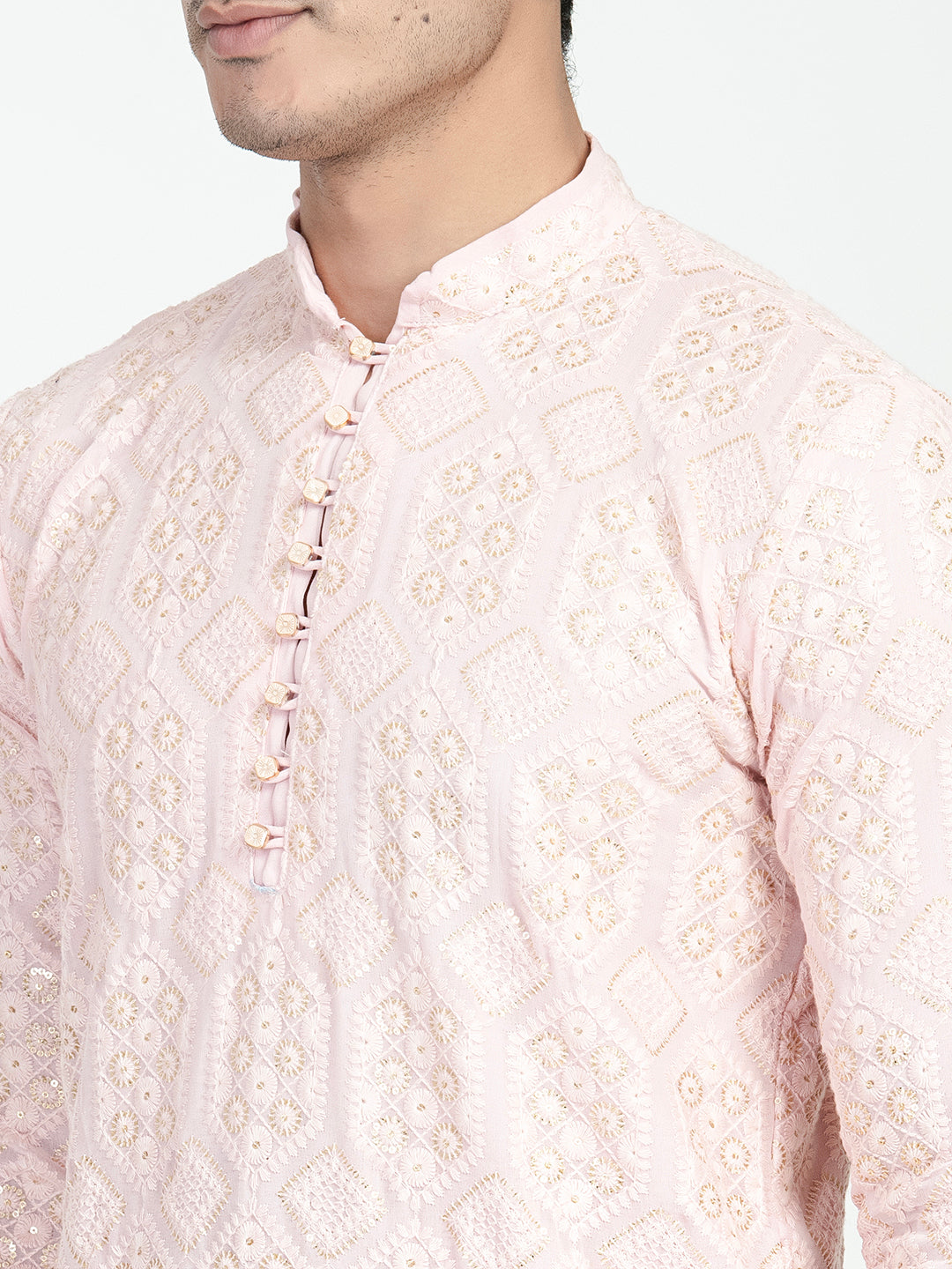 Lucknowi Sequins Worked Chikankari Kurta Set