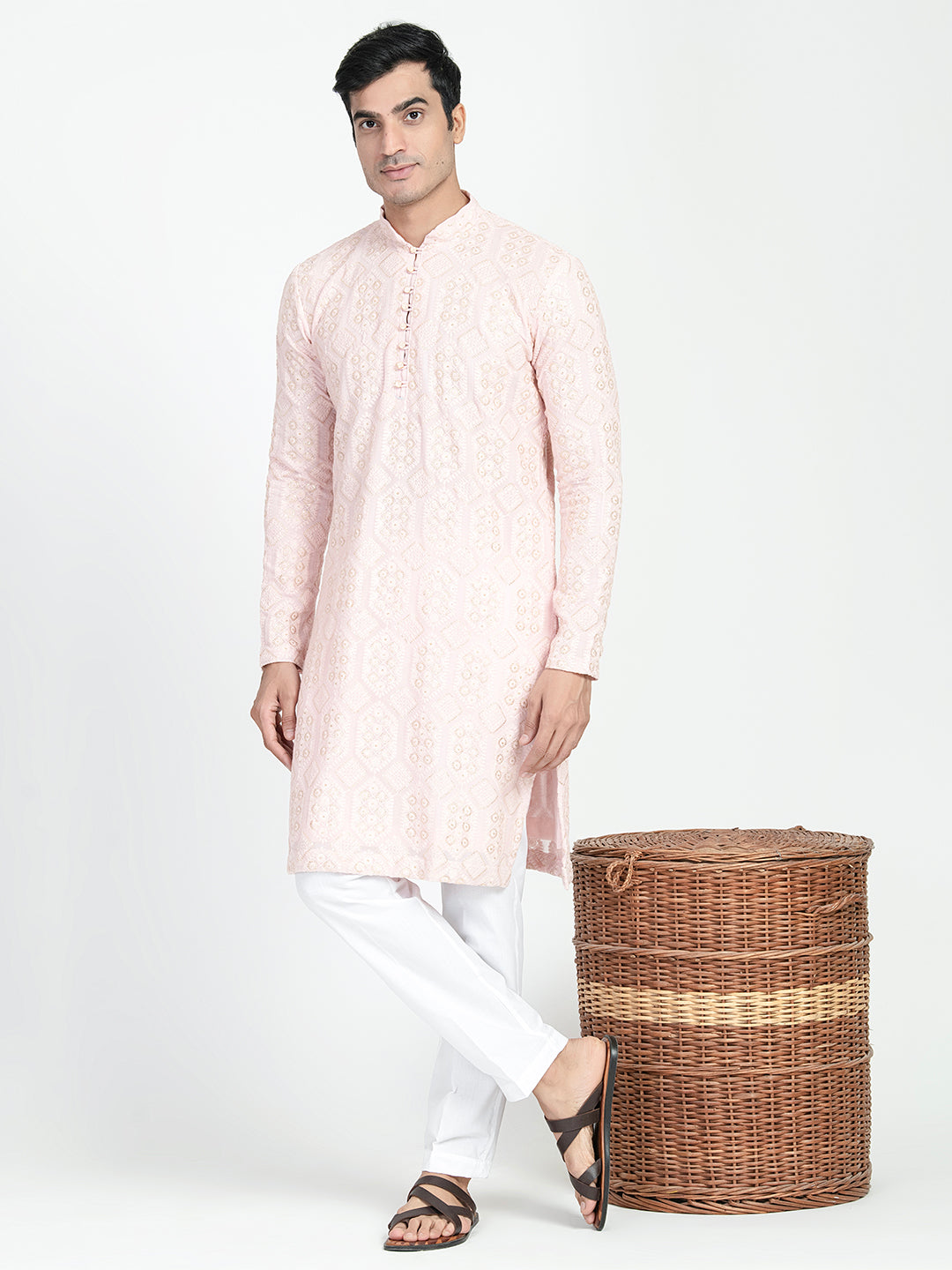 Lucknowi Sequins Worked Chikankari Kurta Set